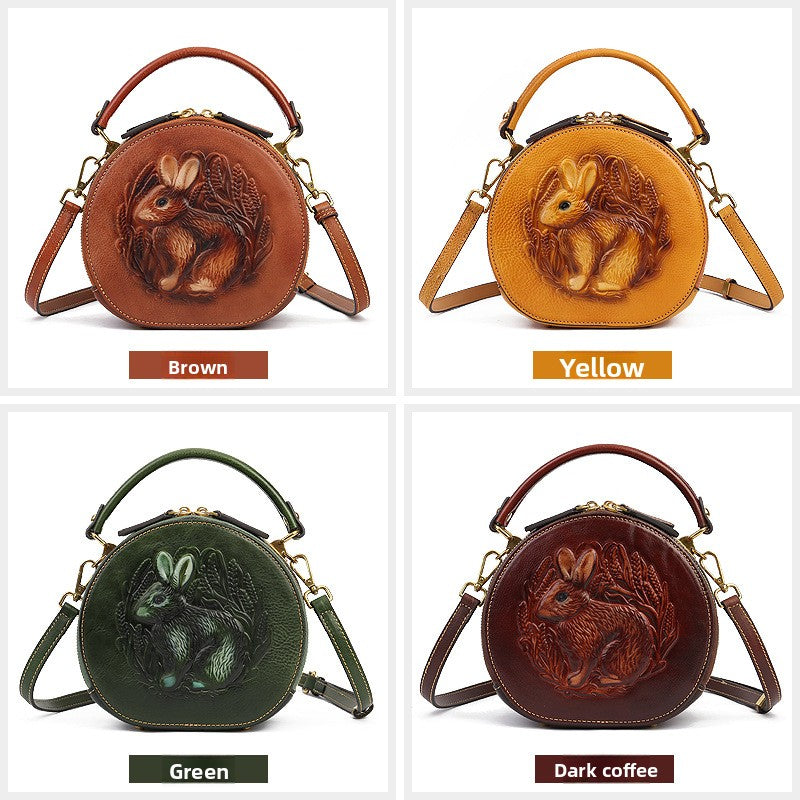 Women's Genuine Leather Round Shoulder Bag