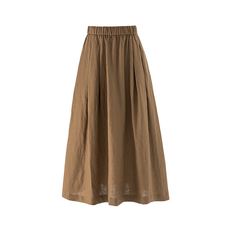 Women's Linen Short-Sleeve Shirt and Skirt Set