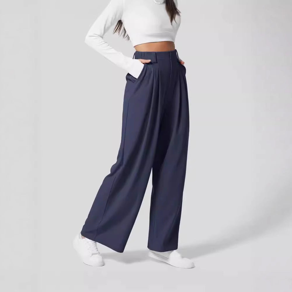High-waisted wide-leg loose trousers