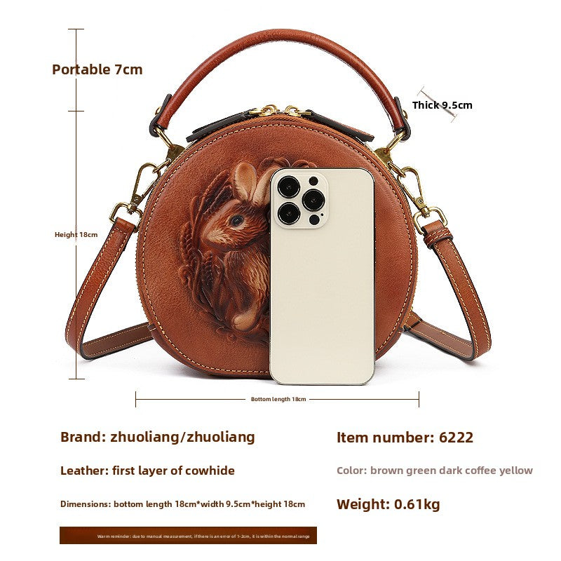 Women's Genuine Leather Round Shoulder Bag