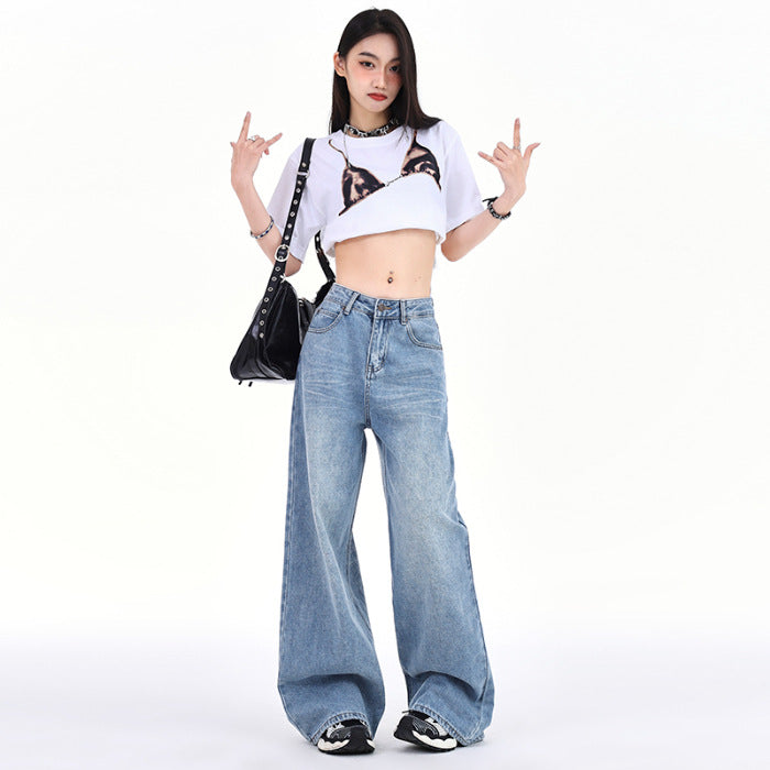 High-waisted wide-leg jeans for women