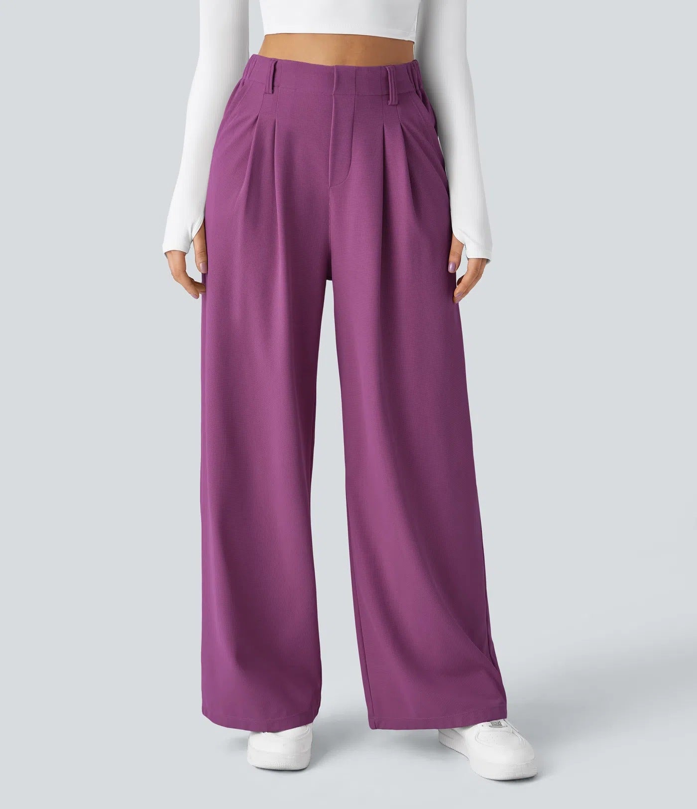 High-waisted wide-leg loose trousers