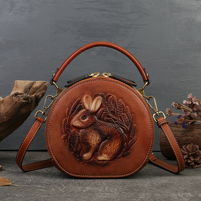 Women's Genuine Leather Round Shoulder Bag
