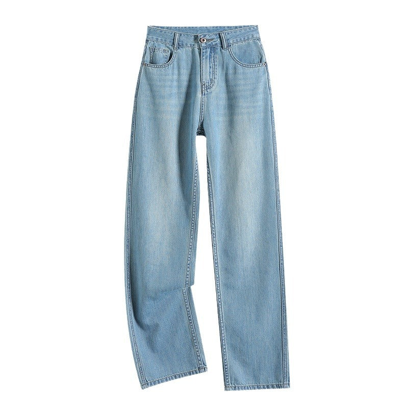 Light blue skinny Tencel wide-leg jeans