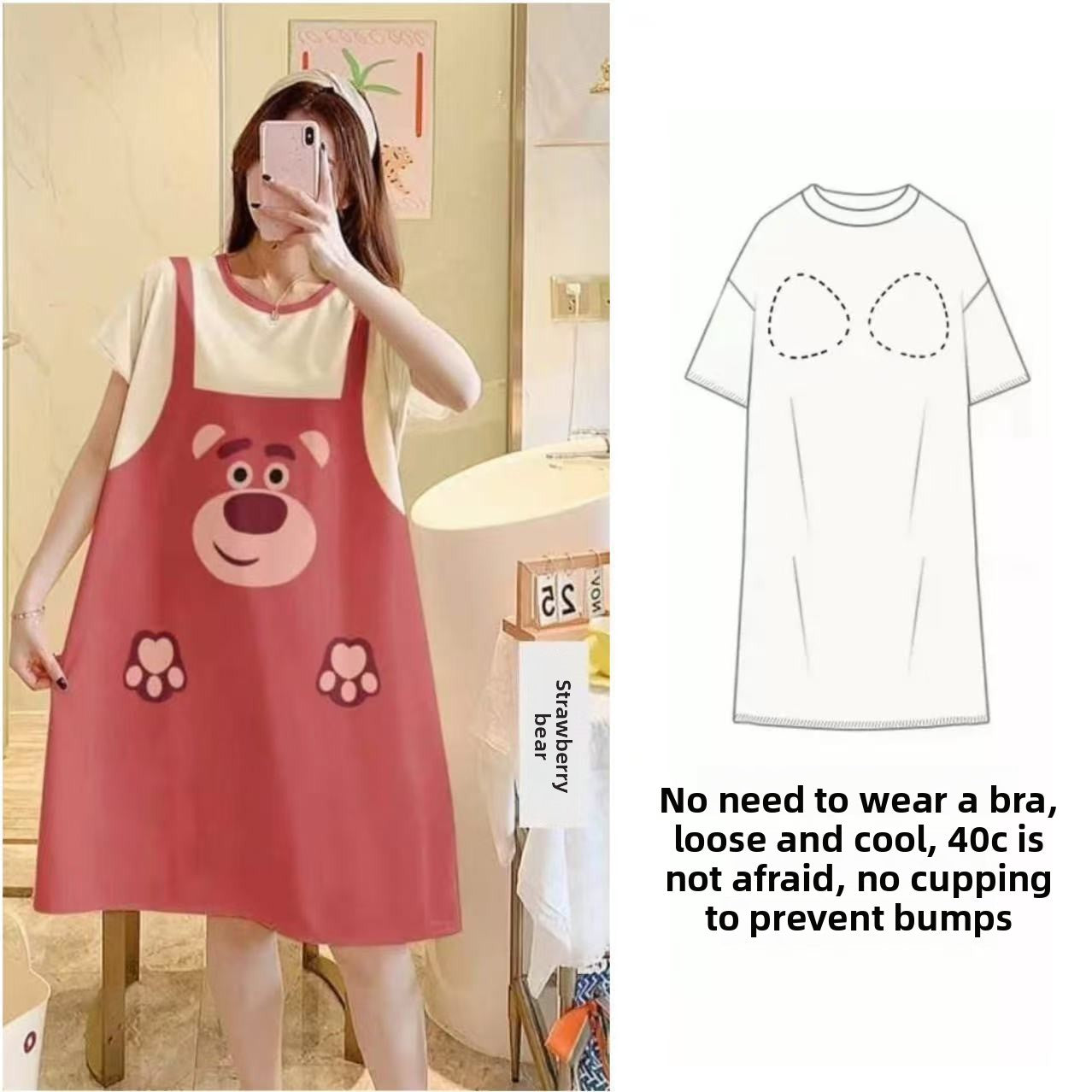 Women's Summer Nightgown with Built-in Bra