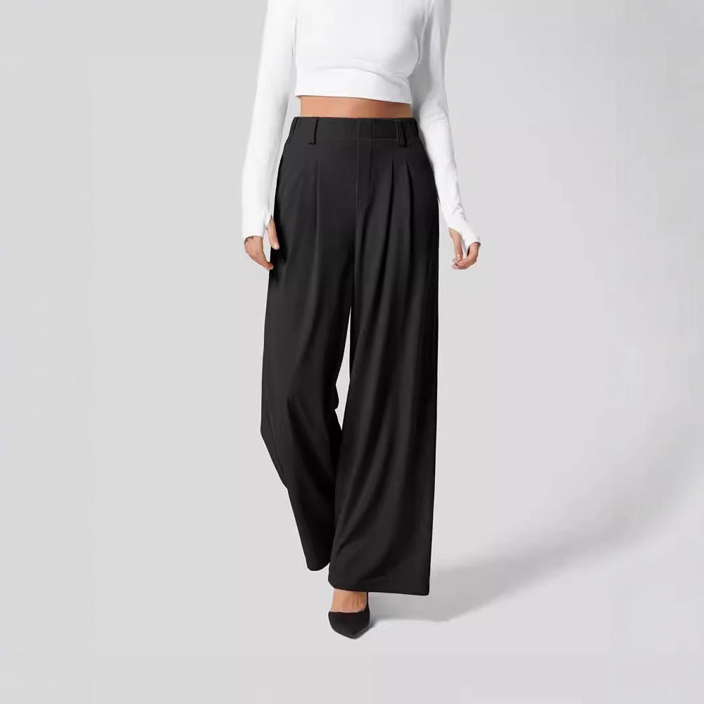 High-waisted wide-leg loose trousers