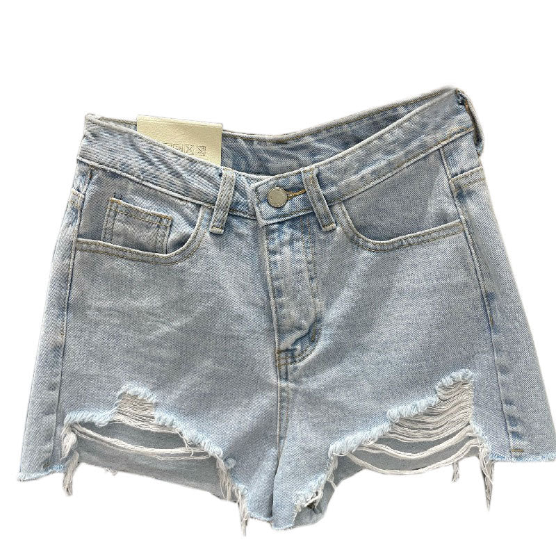 Women's fringed denim shorts