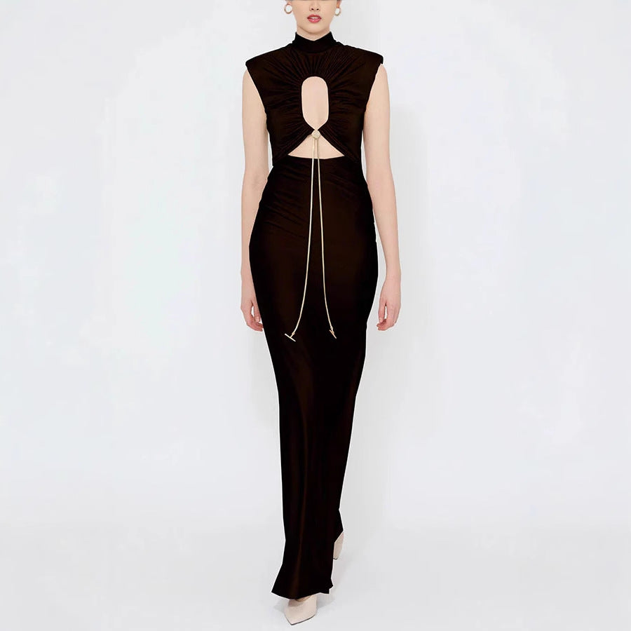 Lace-Up Halterneck Cut Out Slim Dress