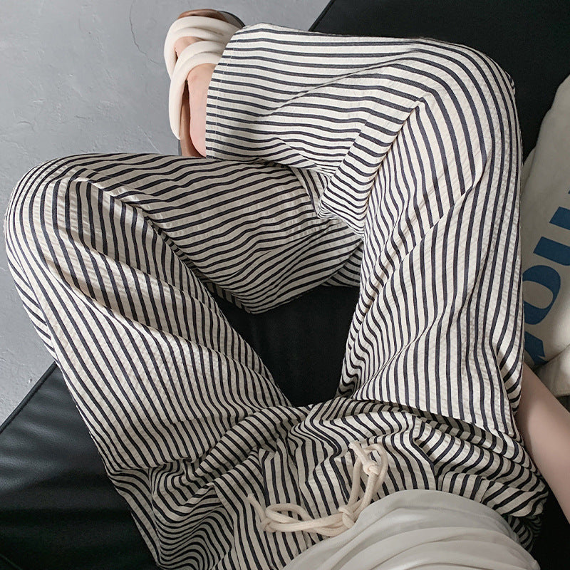 Black and White Vertical Stripe Wide Leg Pants