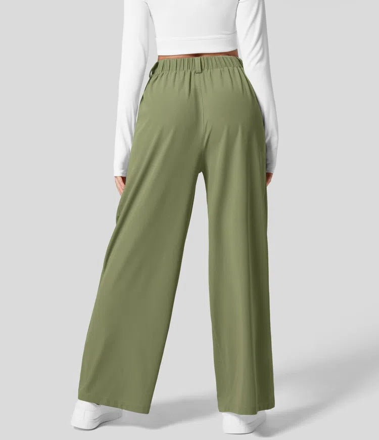 High-waisted wide-leg loose trousers
