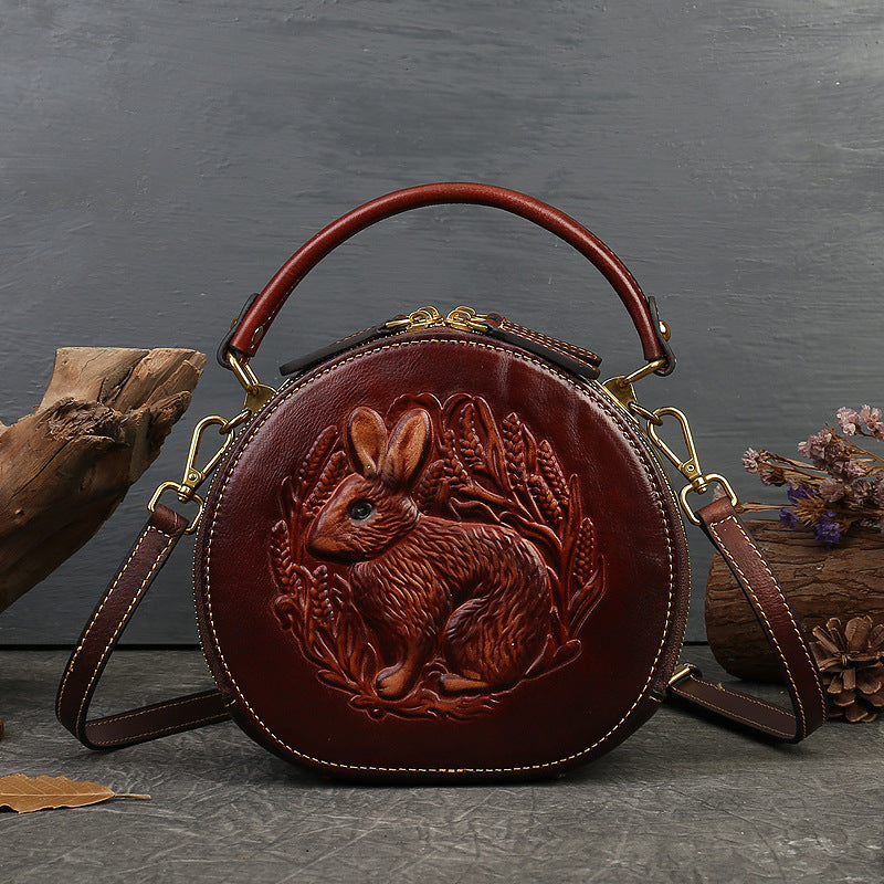 Women's Genuine Leather Round Shoulder Bag