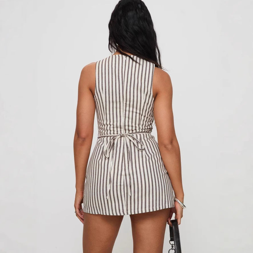 Casual Striped Sleeveless Dress