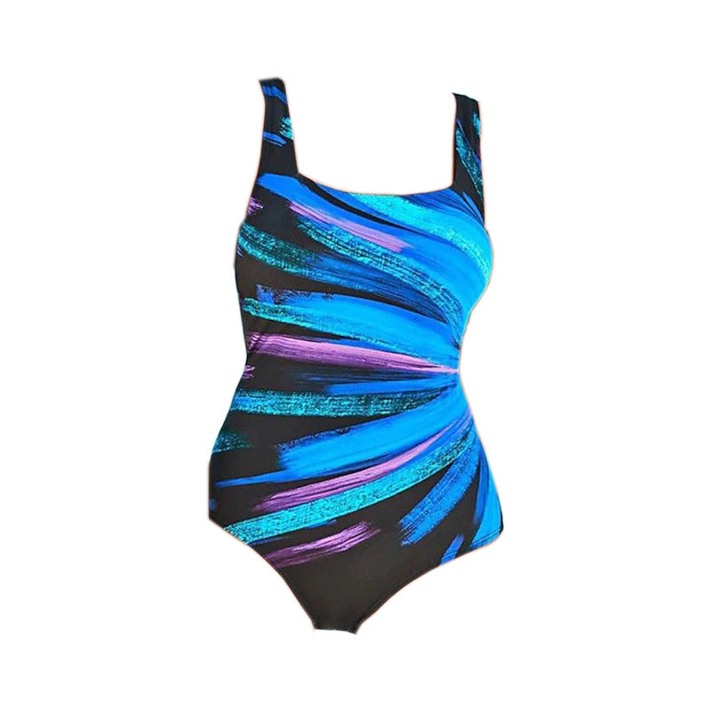 Form-fitting one-piece swimming suit