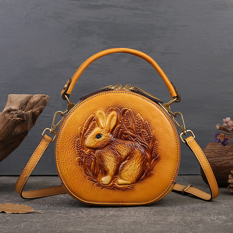 Women's Genuine Leather Round Shoulder Bag