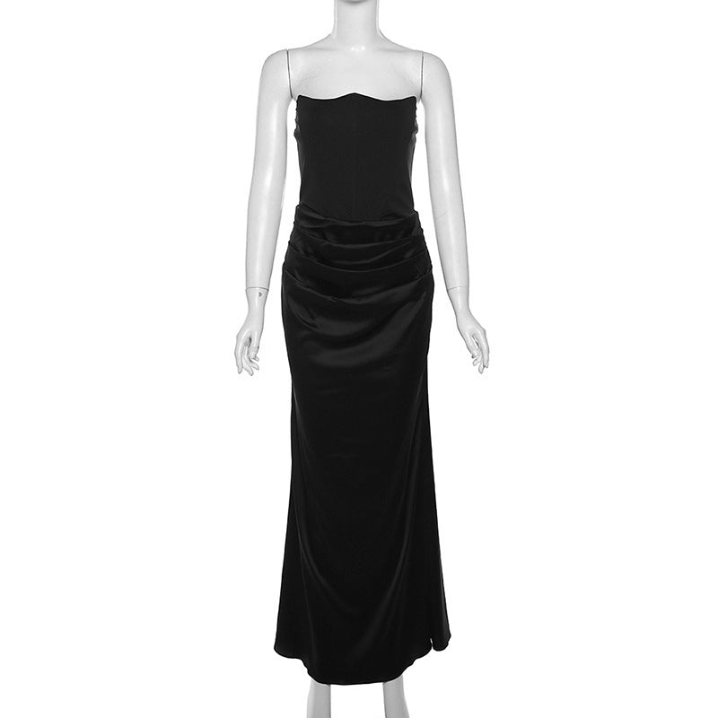 Strapless and backless evening dress
