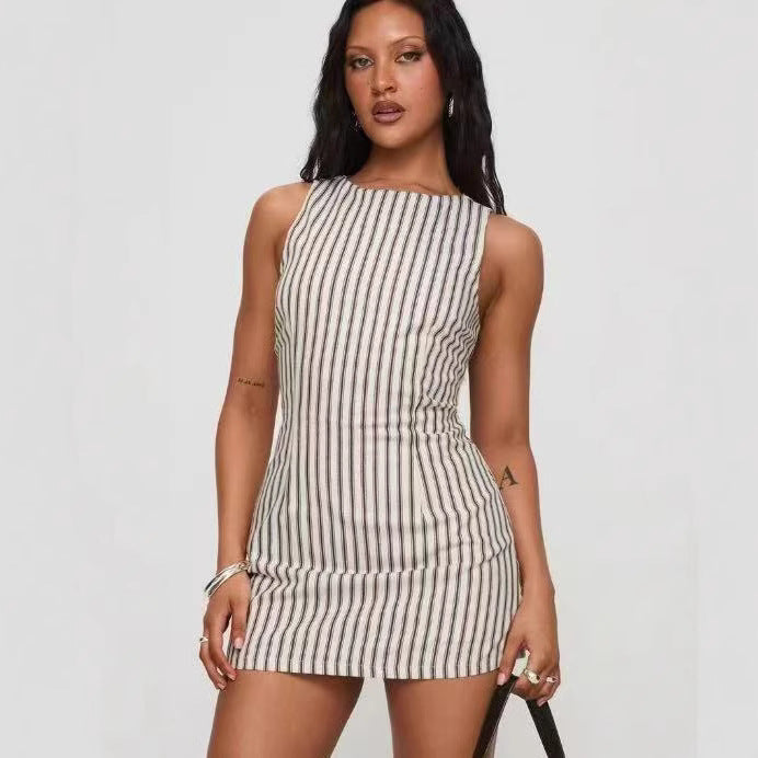 Casual Striped Sleeveless Dress