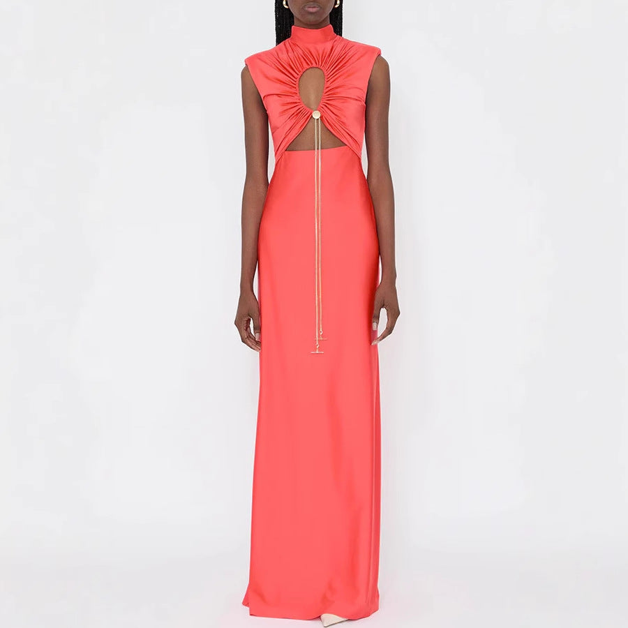 Lace-Up Halterneck Cut Out Slim Dress