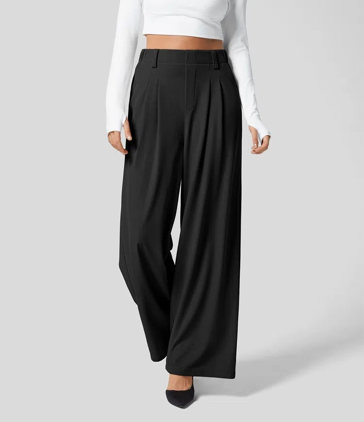 High-waisted wide-leg loose trousers