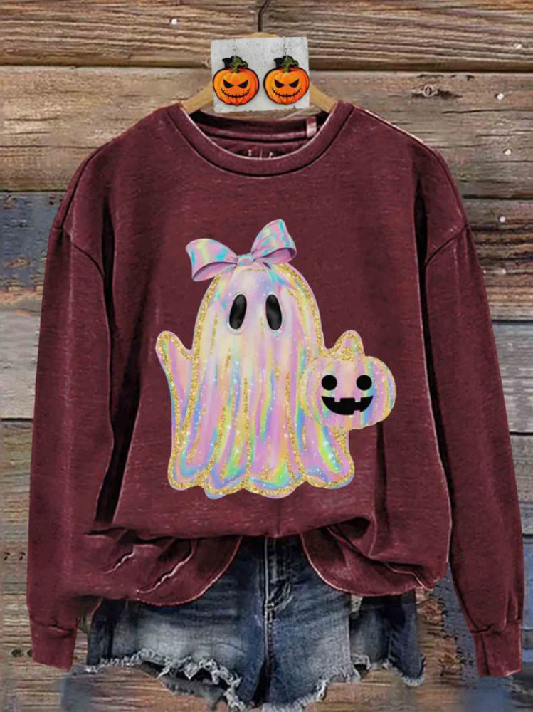 Women's Creative Halloween Printed Crew Neck Sweatshirt