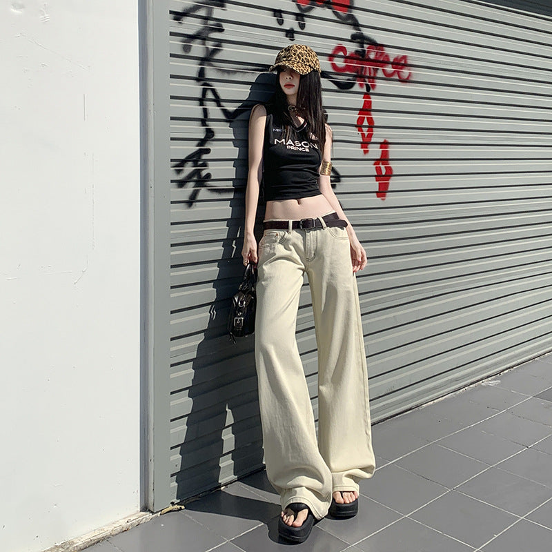 Retro hot girl style low-waisted wide-leg pants