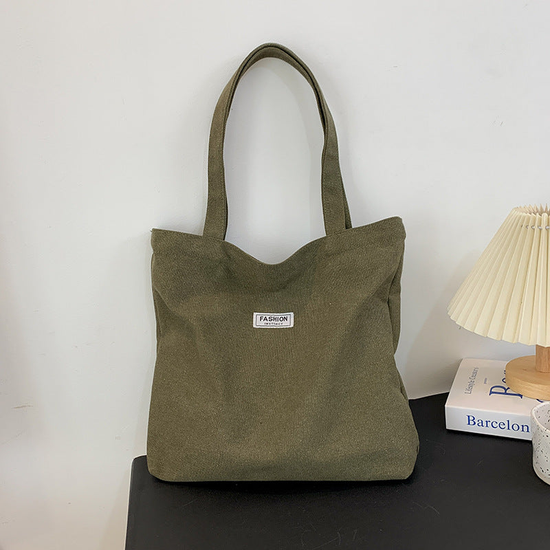 Thickened Washed Canvas Bag Women's Large Capacity Tote Bag Simple Commuter Portable Oxford Cloth Big Bag Shoulder Bag