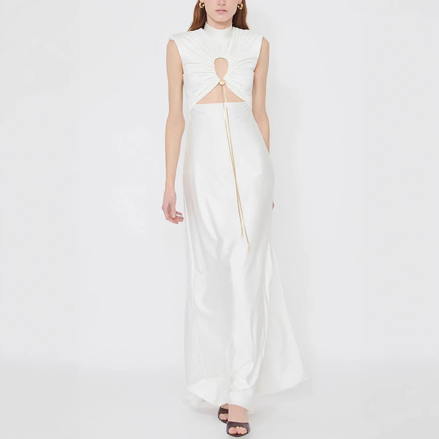 Lace-Up Halterneck Cut Out Slim Dress