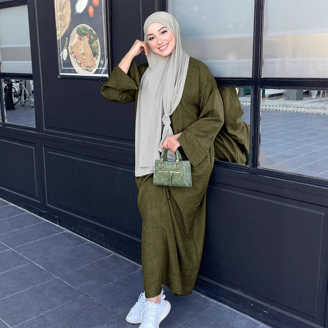 Solid-colored casual dress gown