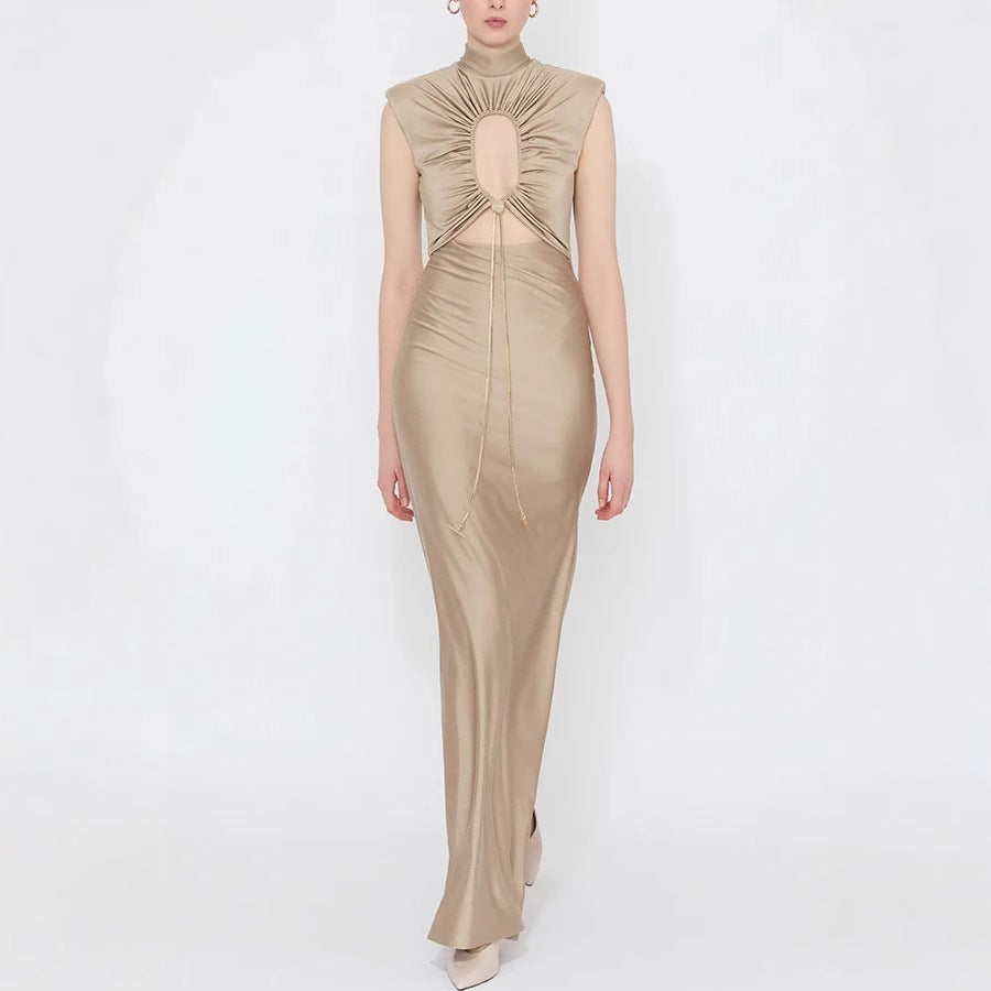 Lace-Up Halterneck Cut Out Slim Dress