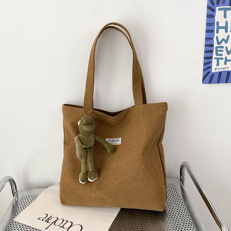 Thickened Washed Canvas Bag Women's Large Capacity Tote Bag Simple Commuter Portable Oxford Cloth Big Bag Shoulder Bag