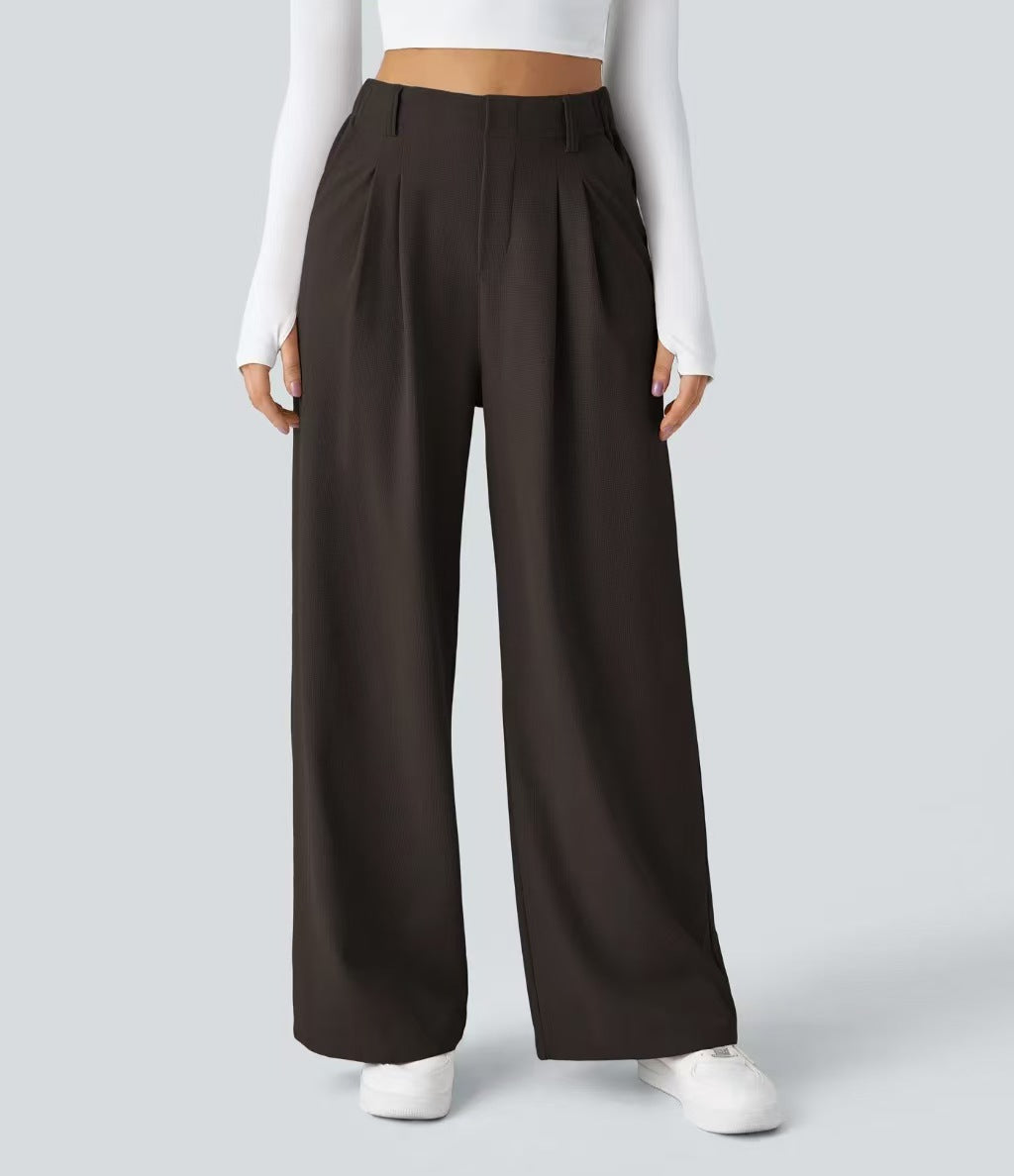 High-waisted wide-leg loose trousers
