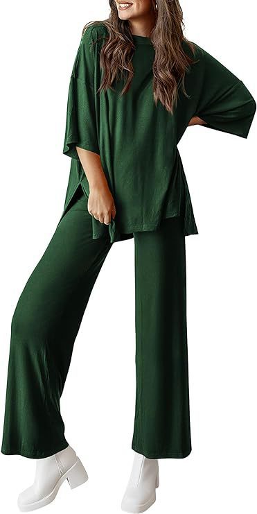 Casual short-sleeved top and wide-leg pants