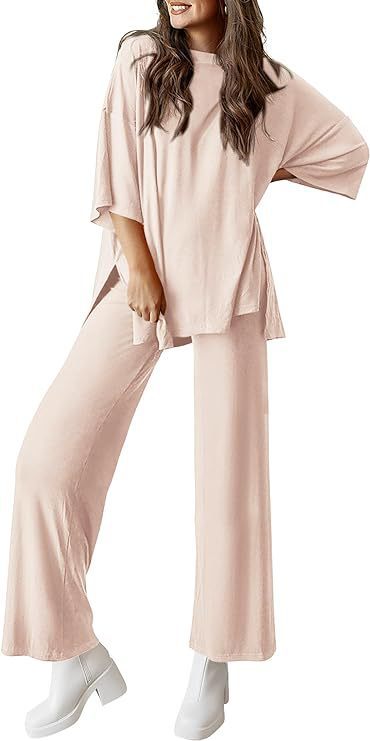 Casual short-sleeved top and wide-leg pants