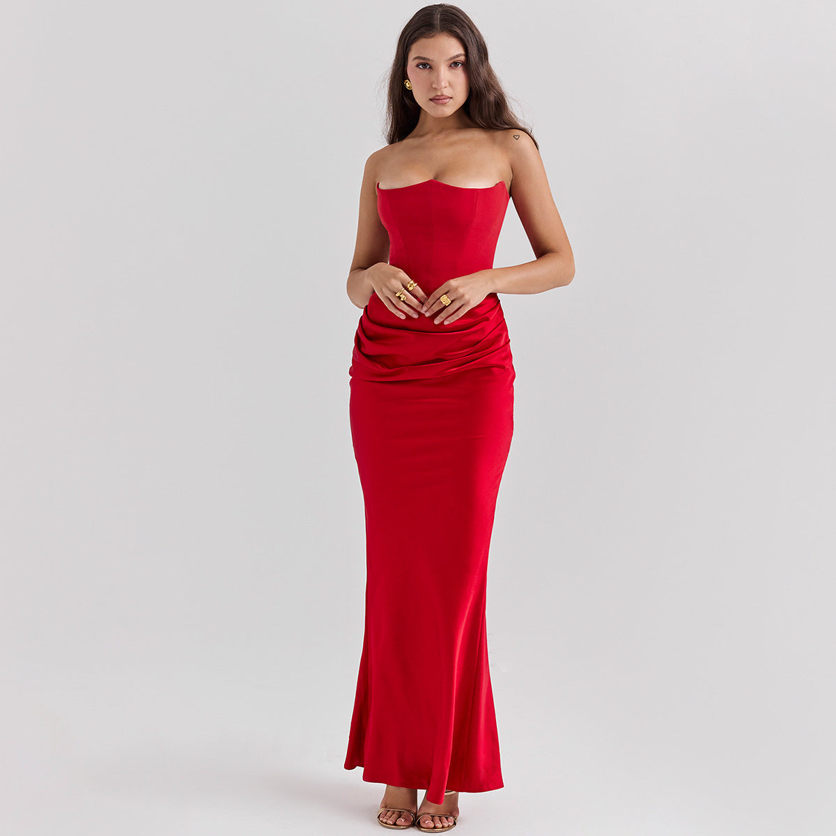 Strapless and backless evening dress