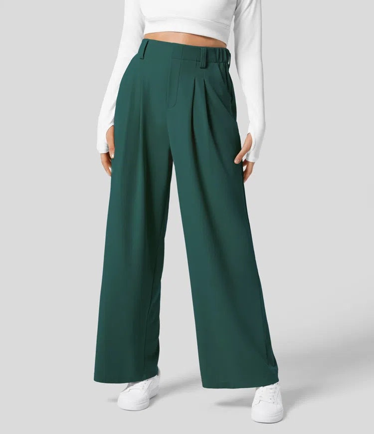 High-waisted wide-leg loose trousers