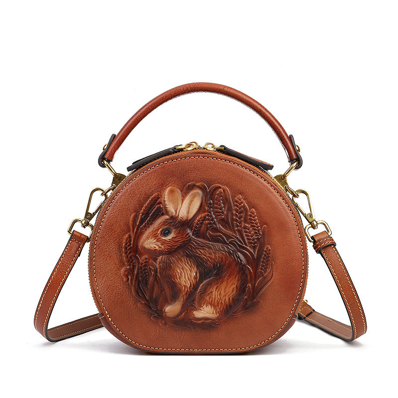 Women's Genuine Leather Round Shoulder Bag