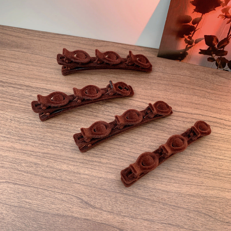 Flocked Braided Hairpin for Women