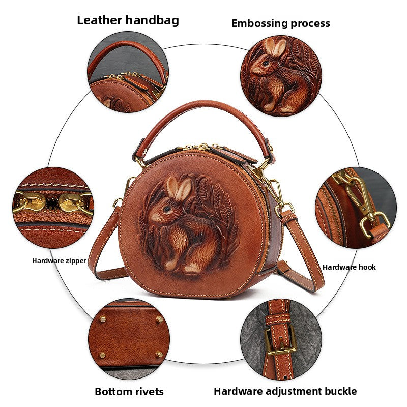 Women's Genuine Leather Round Shoulder Bag