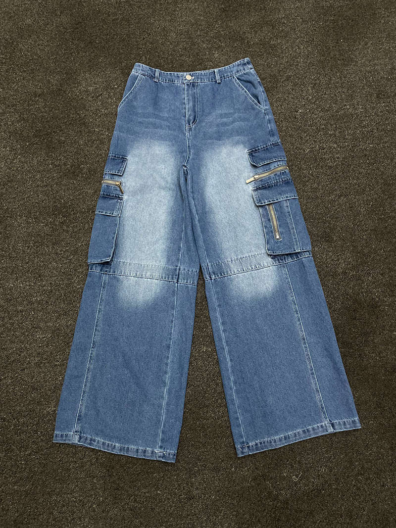 Wide-leg jeans vest-style jacket set for women
