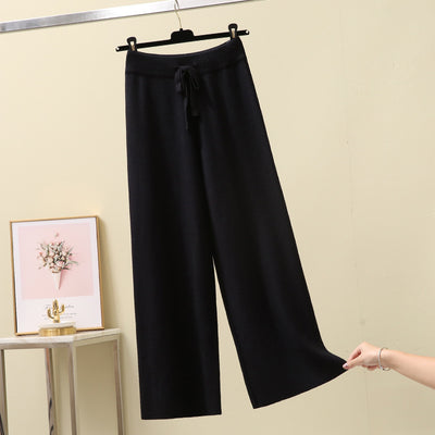 High Waist Straight Loose Thick Knitted Trousers Draping Mop by Glamytek