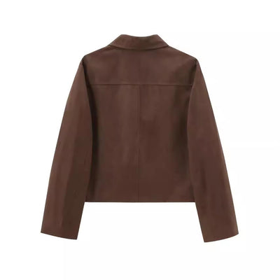 Retro Old Money Style Suede Short Jacket Women