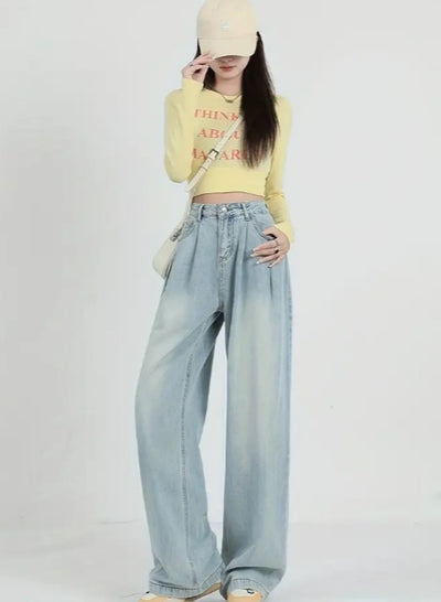 High Waisted Wide Leg Jeans For Women by Glamytek