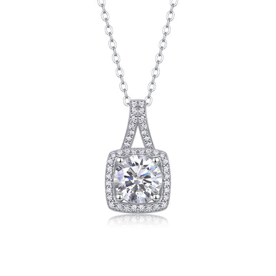 Small Square Diamond - A Fashionable And Luxurious Diamond Jewelry Piece Set With 2-carat Moissanite S925 Sterling Silver And Platinum-plated Pendant by Glamytek