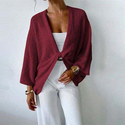 Women's Criss Cross Front Knit Sweater Long Sleeve Pullover, Loose Fit Twisted Design Fall Top by Glamytek