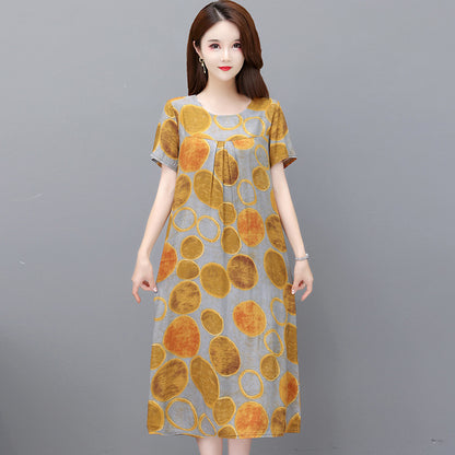 Cotton and silk dress for middle-aged summer
