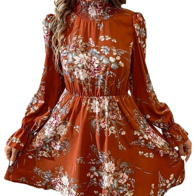 Chiffon Floral Ruffle Sleeve Dress Women by Glamytek