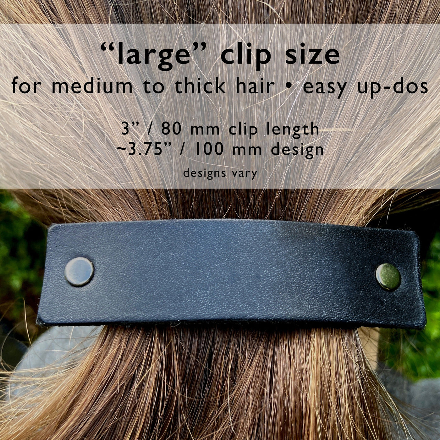 Black Barrette with Fancy Silver Filagree Studs by Glamytek