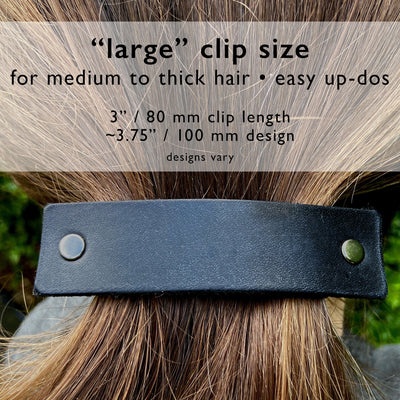 Black Barrette with Fancy Silver Filagree Studs by Glamytek