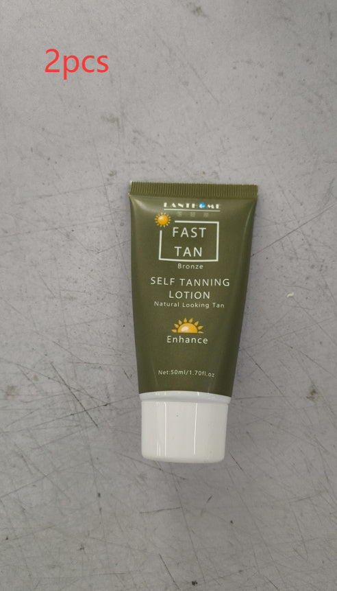 50ml self-tanning lotion tube for bronzing, green tube with white cap labeled Fast Tan Bronze