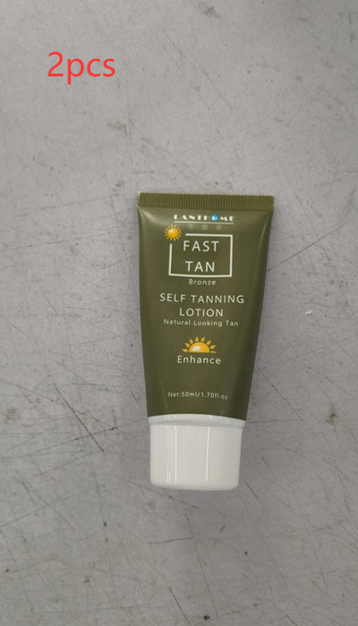50ml self-tanning lotion tube for bronzing, green tube with white cap labeled Fast Tan Bronze