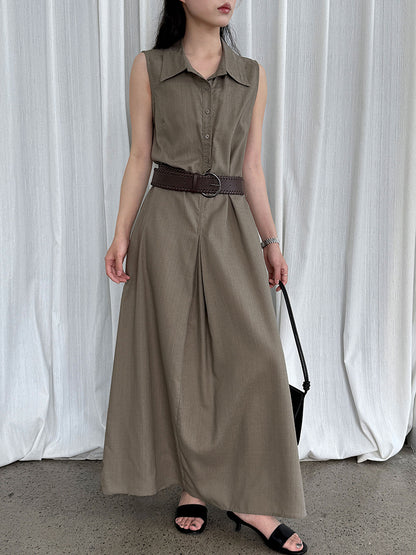 Waist-cinching sleeveless dress